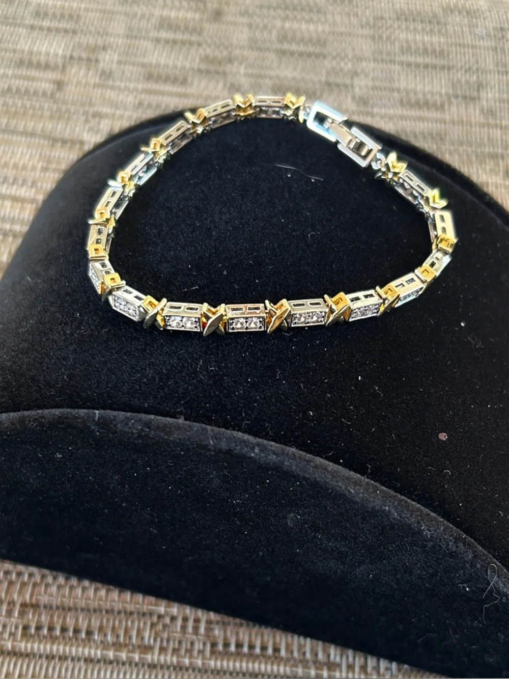 Two-Tone Gold & Silver Pavé Link Bracelet